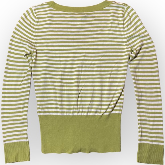 2 for $30 Banana Republic Stripe Green White Scoop Neck Sweater Size Medium - Picture 6 of 7